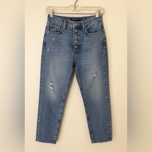 Lucky Brand Drew High Rise Mom Jeans Button Fly Ankle Distressed Size 2